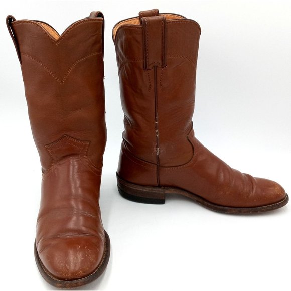 Justin Roper Cowboy Boots Womens 6 B Brown Leather Western Cowgirl Distressed - Picture 2 of 10